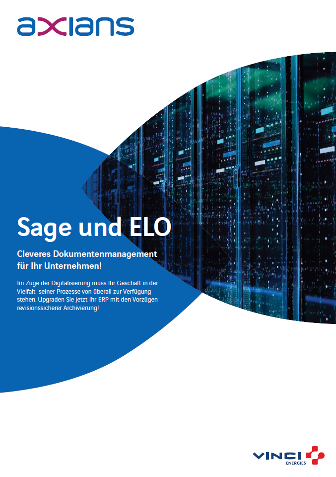 Titelseite der Axians Broschüre Sage und ELO Schnittstelle
